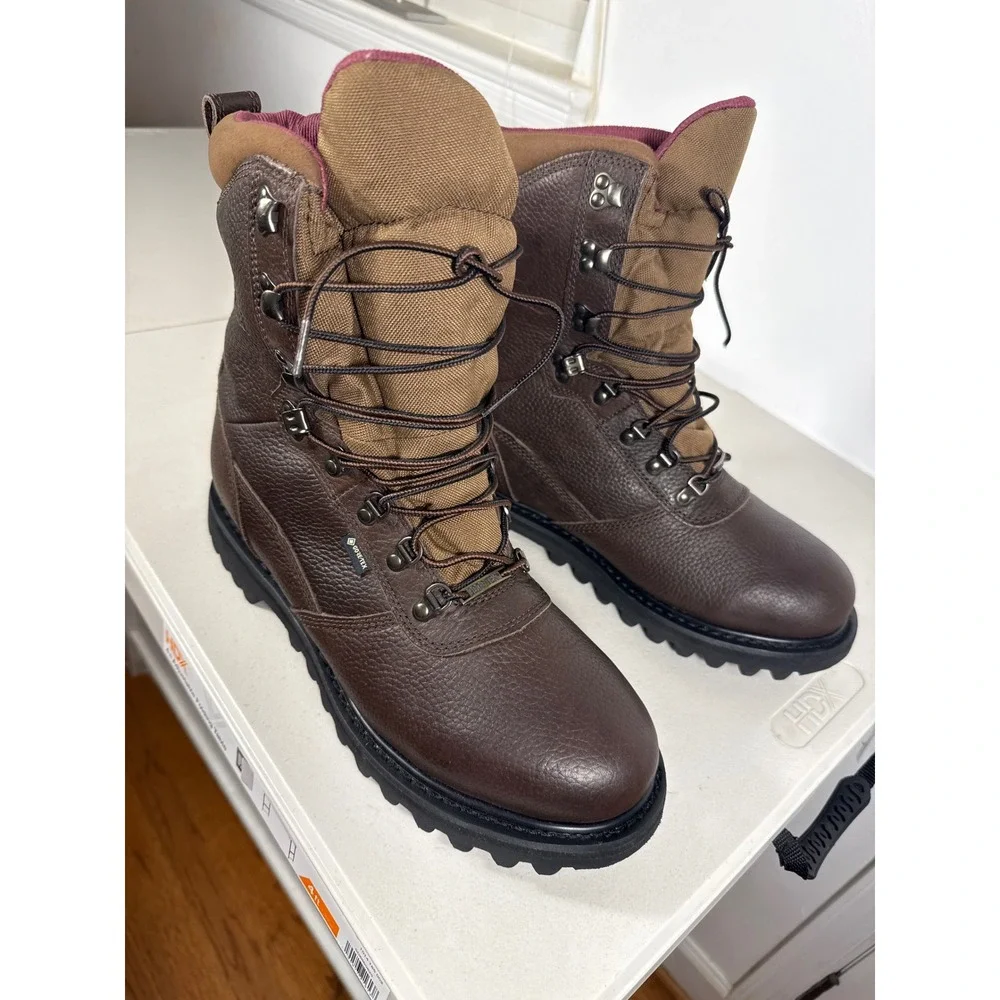 Cabelas Mens Gore-Tex Hunting Boots Brown Leather Waterproof Hiking 8000057
